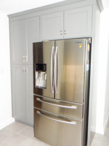 Kitchen Remodel with Refrigerator built in with cabinets