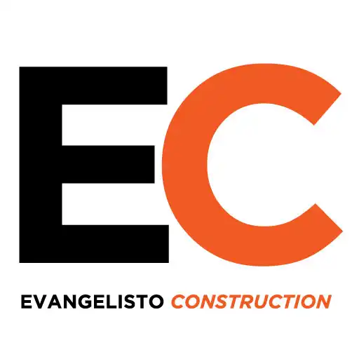 The image is a header logo for "Evangelisto Construction." It consists of the letters "E" in black and "C" in orange. The words "Evangelisto Construction" are written below, with "Evangelisto" in black and "Construction" in orange.